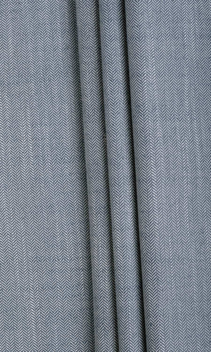 Herringbone Textured Made-to-Measure Curtains (Denim/ Navy Blue)