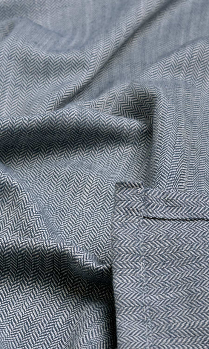 Herringbone Textured Any Size Style Curtains (Denim/ Navy Blue)