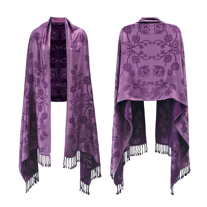 Ojibwe Florals indigenous art shawl by Storm Angeconeb Canada