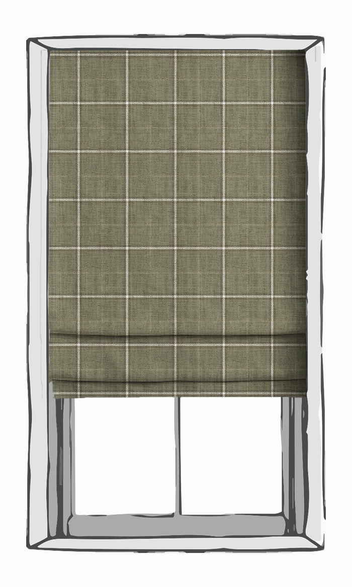 Check Patterned Fabric Material By the Metre (Olive Green)