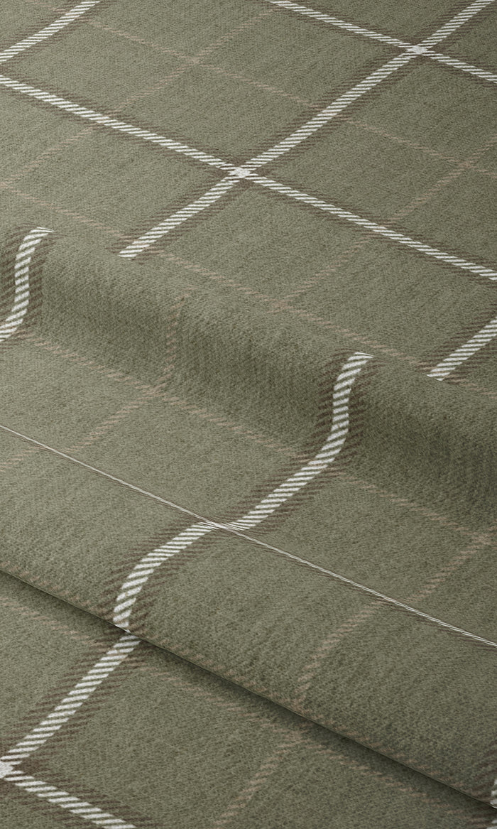 Check Patterned Drapery for Living, Bedroom, Kitchen, Bathroom (Olive Green)
