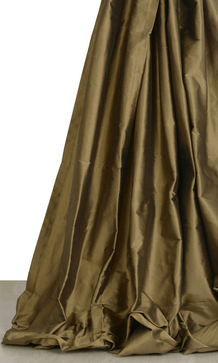 Shantung Silk Curtains for Living, Bedroom, Kitchen, Bathroom (Dark Olive Green)