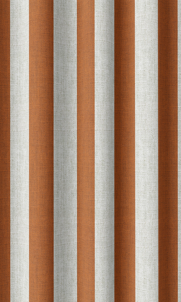 Modern Striped Home Décor Fabric By the Metre (Burnt Orange/ White)