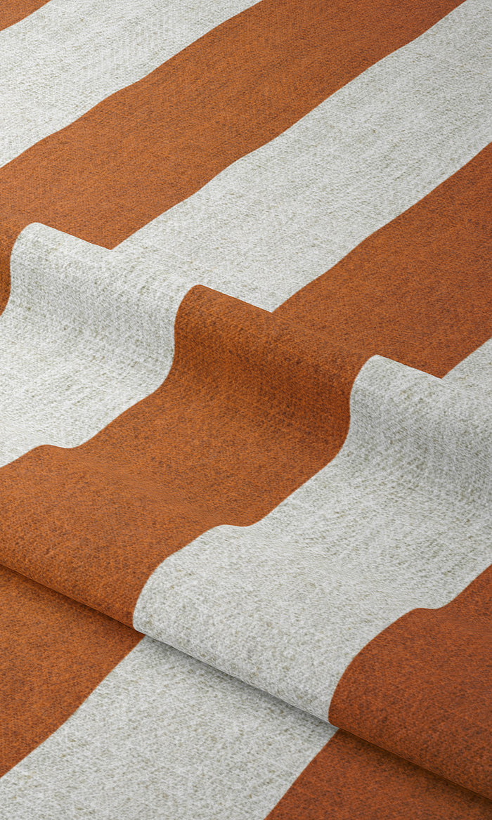 Modern Striped Window Treatments Fabric By the Metre (Burnt Orange/ White)