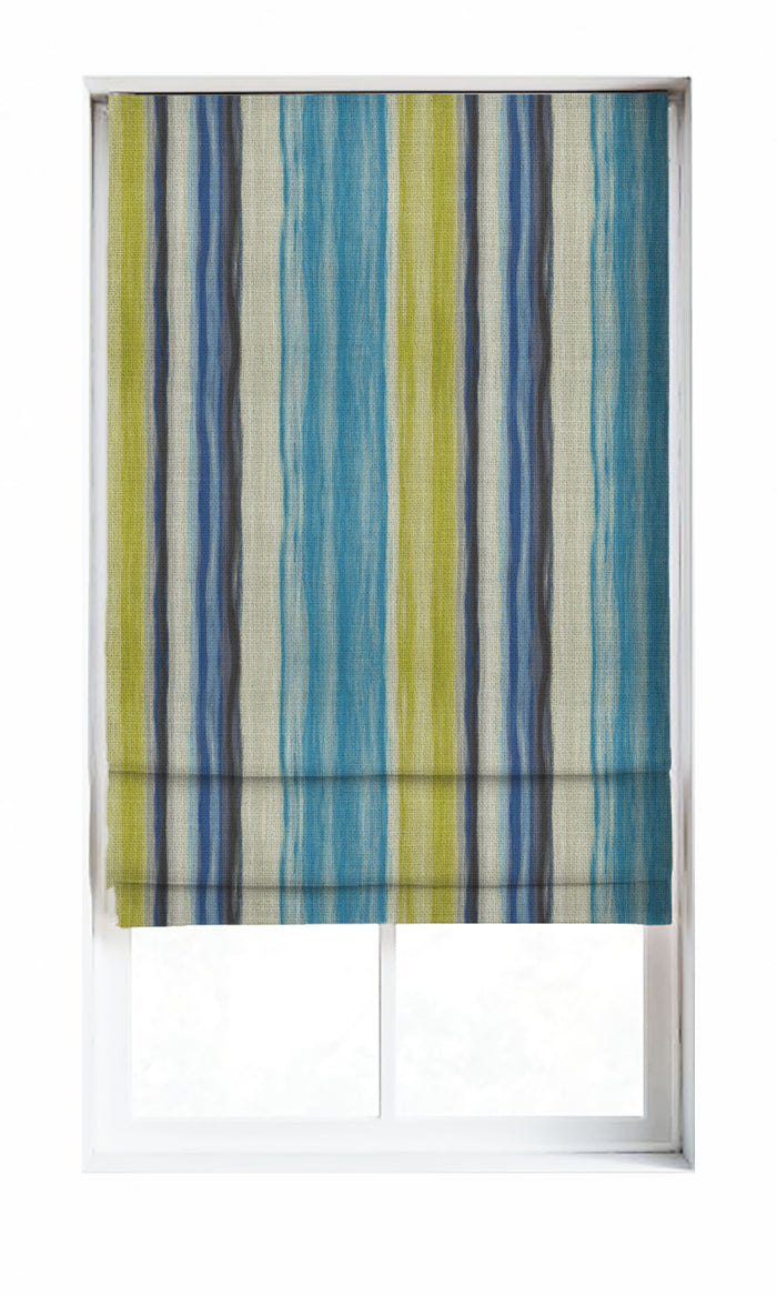 Striped Home Décor Fabric By the Metre (Sky Blue/ Cobalt/ Green)