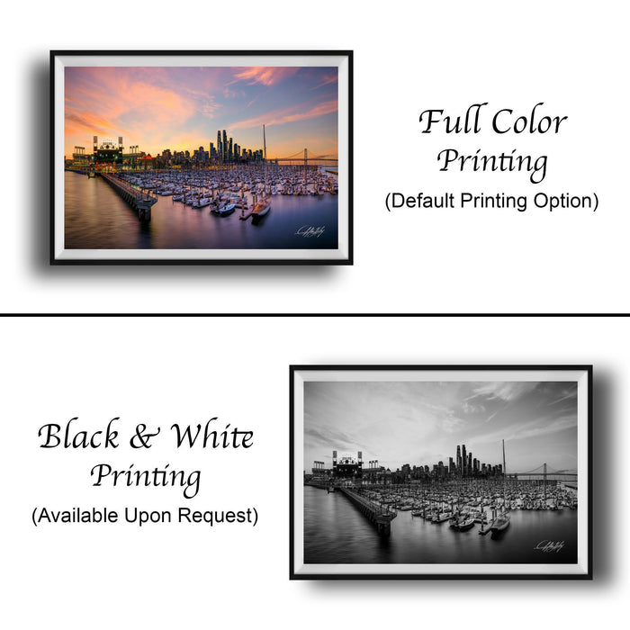 two black and white photos of boats in a harbor