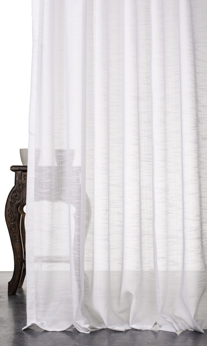 Textured Sheer Window Treatments Fabric By the Metre (White)