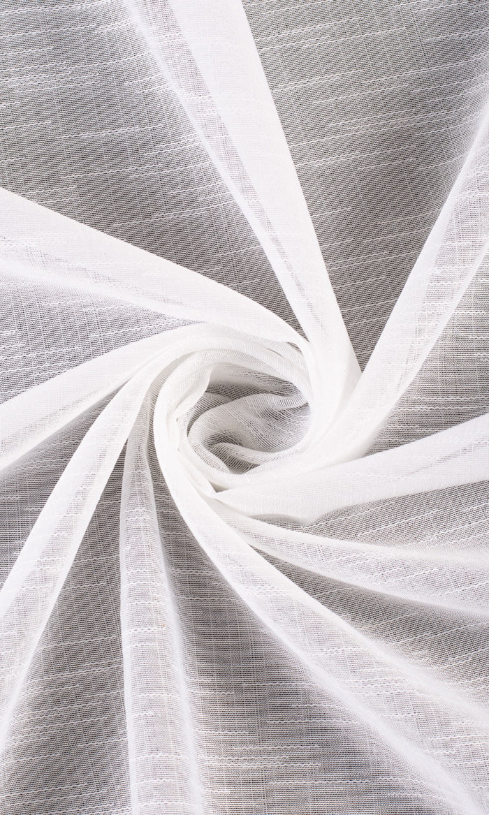 Textured Sheer Fabric Material By the Metre (White)