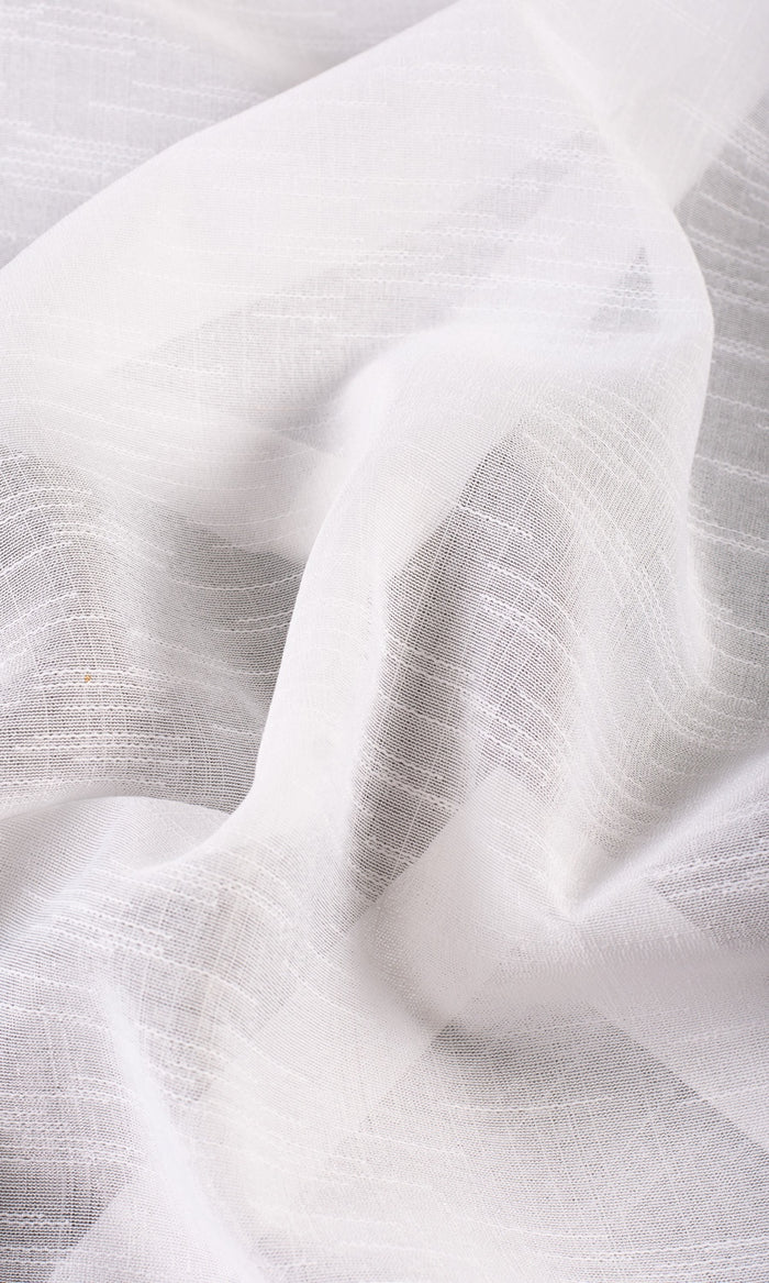 Textured Sheer Fabric By the Metre for Curtains & Drapes (White)