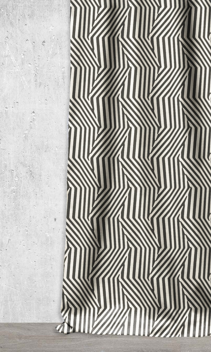 Geo Print Curtains (Black/ Ivory)