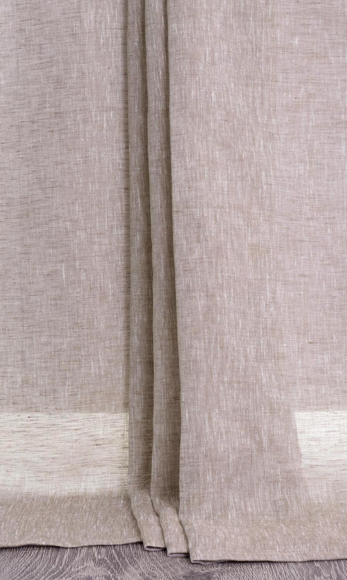 Linen Sheer Curtains for Living, Bedroom, Kitchen, Bathroom (Brown)