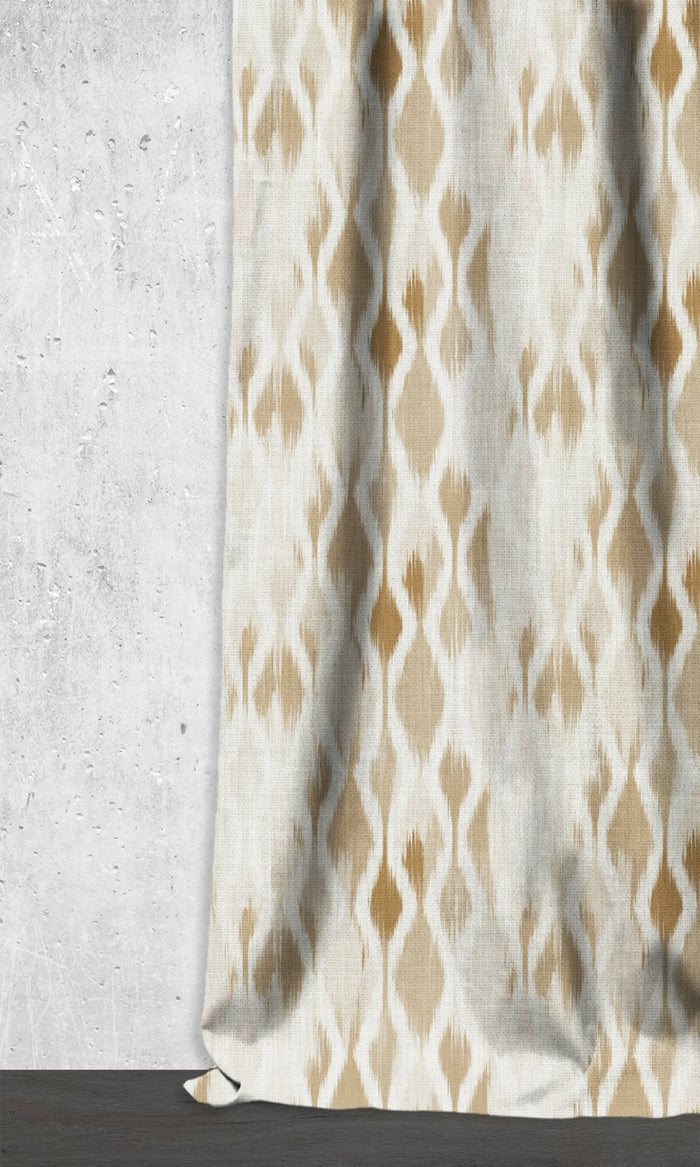Ikat-Style Drapes (Eggshell White/ Pale Brown)