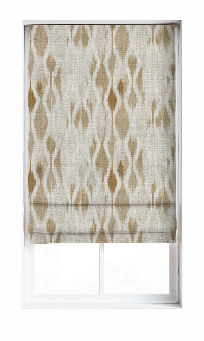 Ikat-Style Drapes for Living, Bedroom, Kitchen, Bathroom (Eggshell White/ Pale Brown)