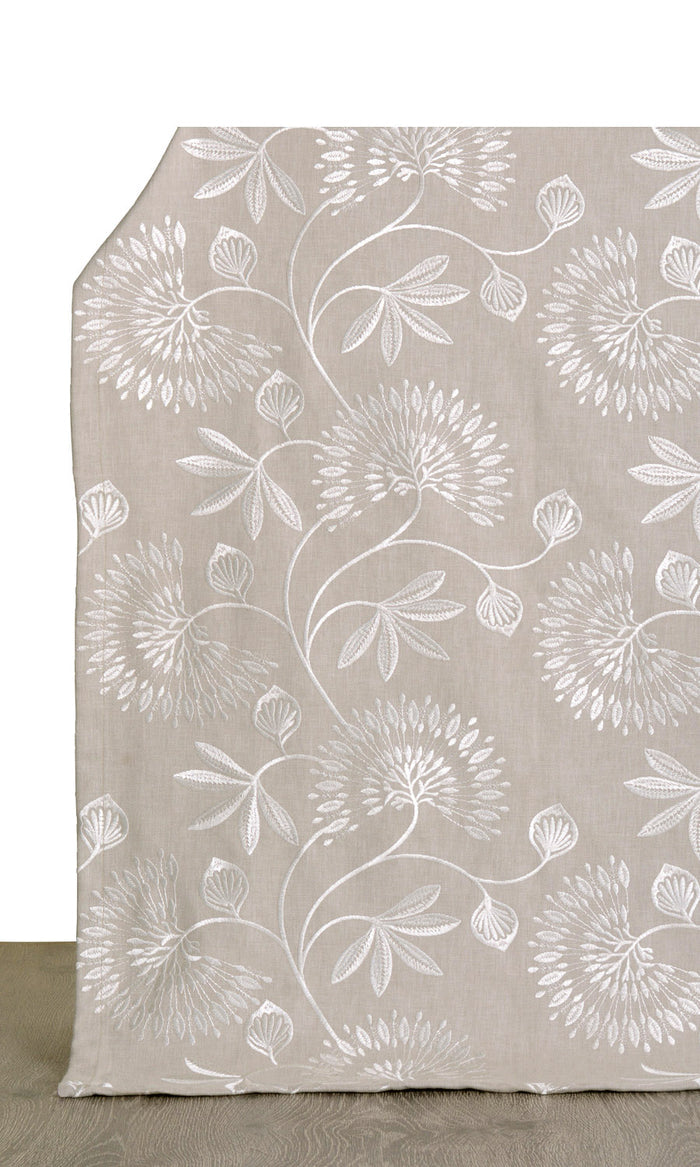 Floral Embroidered Poly-Cotton Drapes for Living, Bedroom, Kitchen, Bathroom (Beige)