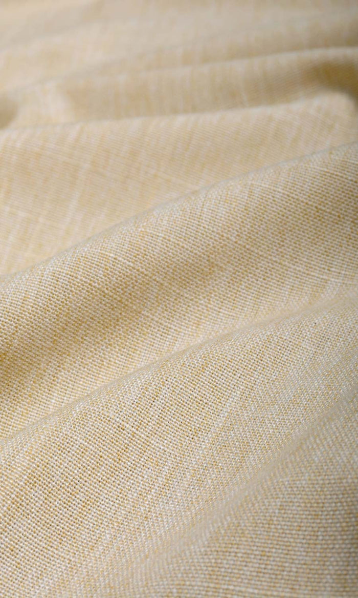Plain Linen Texture Window Treatments Fabric By the Metre (Yellow Beige)