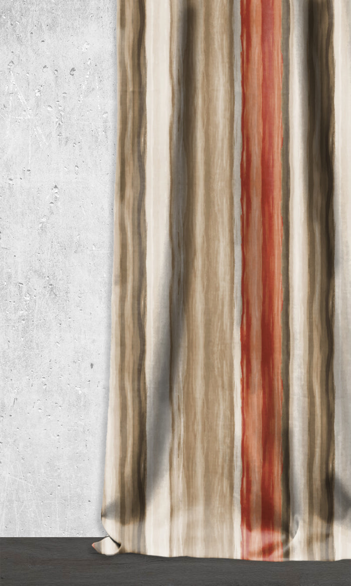 Room Darkening Striped Drapes for Living, Bedroom, Kitchen, Bathroom (Red/ Brown)