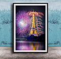 Paris Fireworks Print | Eiffel Tower Bastille Day Night Art Decor