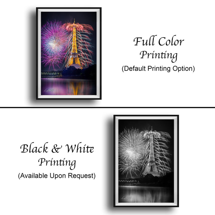 Paris Fireworks Print | Eiffel Tower Bastille Day Night Art Decor