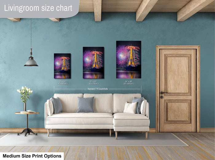 Paris Fireworks Print | Eiffel Tower Bastille Day Night Art Decor