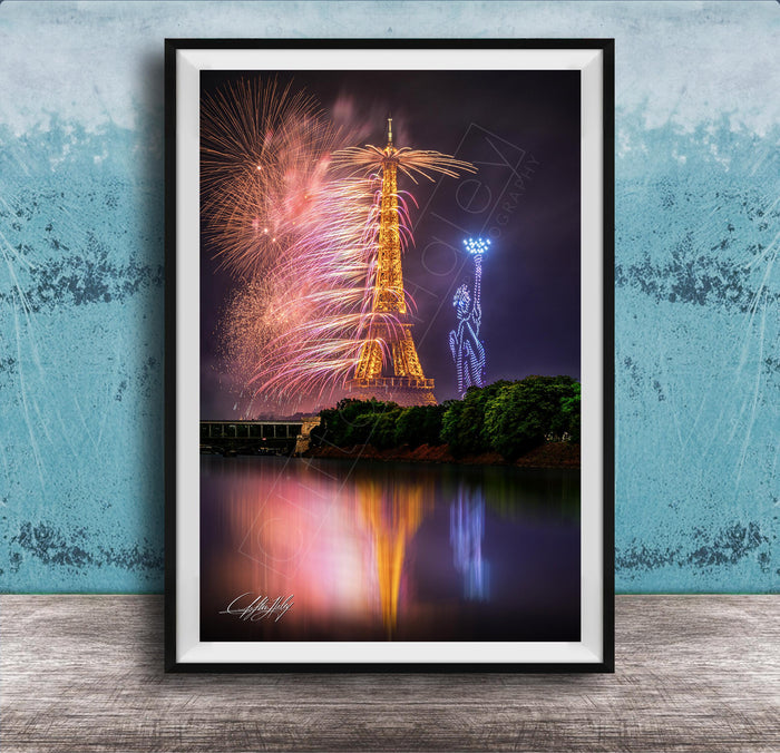 Paris Fireworks Print, Eiffel Tower Bastille Day Wall Art France
