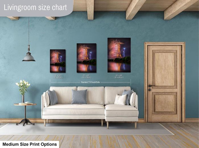 Paris Fireworks Print, Eiffel Tower Bastille Day Wall Art France