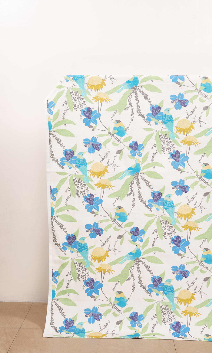 Nature Print Drapes for Living, Bedroom, Kitchen, Bathroom (Blue/ Green/ Yellow)