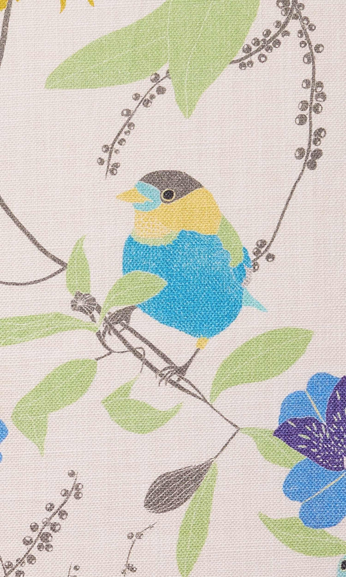 Nature Print Pinch Pleat, Rod Pocket, Eyelet Curtains (Blue/ Green/ Yellow)