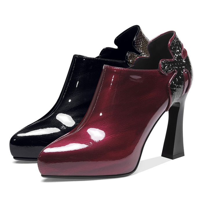 Patent Leather Color-Block Shoes