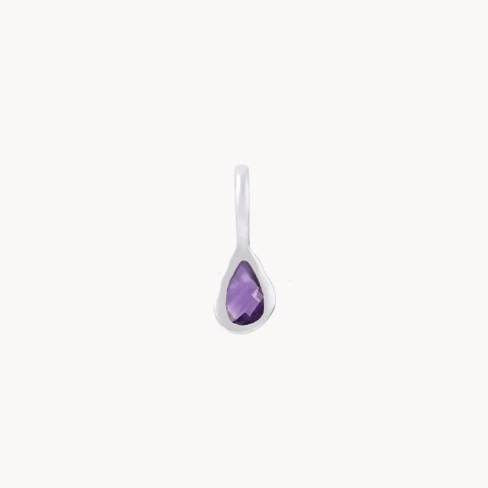 pear amethyst february birthstone charm - sterling silver, february