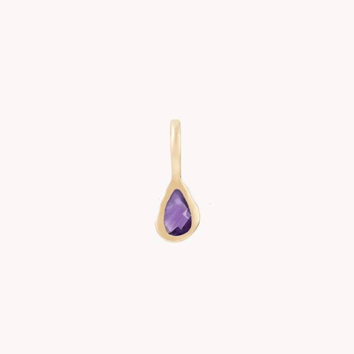 Pear Amethyst February Mood Birthstone Charm in 10k yellow gold with amethyst