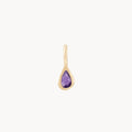 Pear Amethyst February Mood Birthstone Charm in 10k yellow gold with amethyst