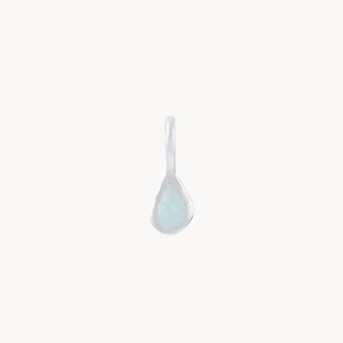 pear aquamarine march birthstone necklace charm on white background