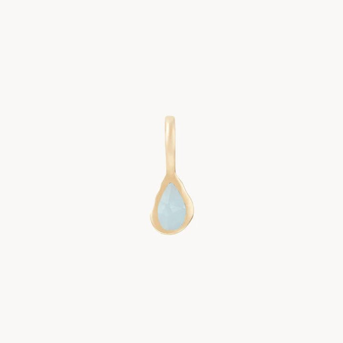 Pear Aquamarine March Mood Birthstone Charm in 10k yellow gold with aquamarine