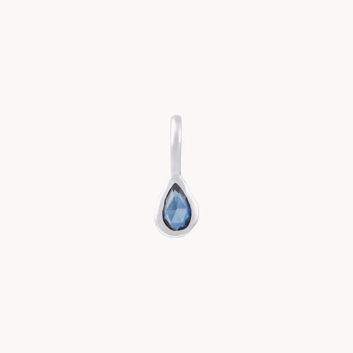 pear blue sapphire september birthstone necklace charm - sterling silver product image