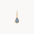 Pear Blue Sapphire September Mood Birthstone Necklace Charm in 10k yellow gold with blue sapphire