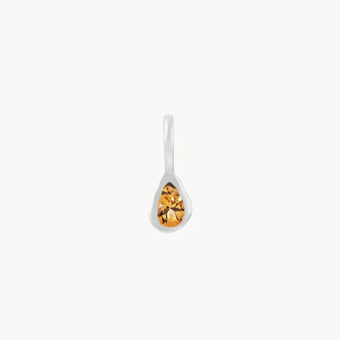 pear citrine november birthstone charm - sterling silver, citrine