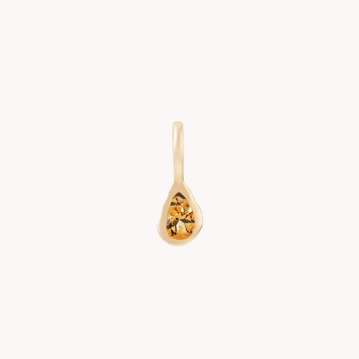 Pear Citrine November Mood Birthstone Charm in 10k yellow gold with citrine