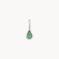 pear emerald may birthstone charm - sterling silver, emerald