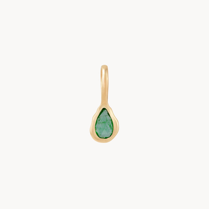 Pear Emerald May Mood Birthstone Charm in 10k yellow gold with emerald