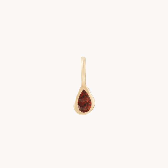 Pear Garnet January Mood Birthstone Charm in 10k yellow gold with garnet