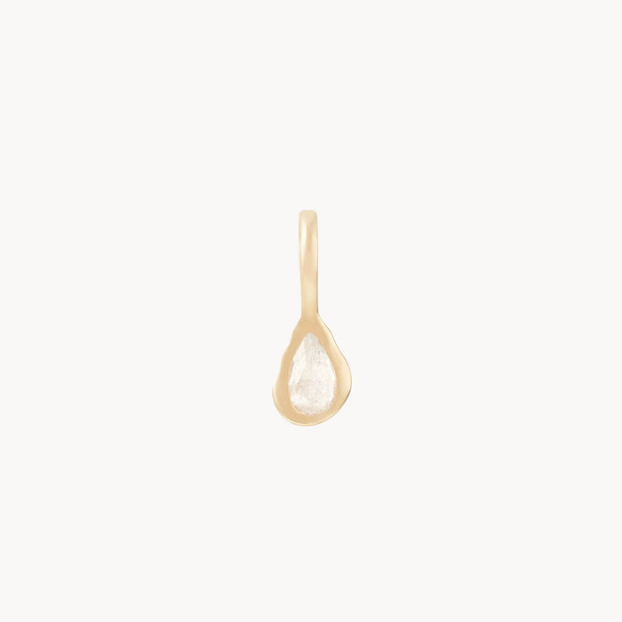 Pear Moonstone June Mood Birthstone Necklace Charm in 10k yellow gold with moonstone