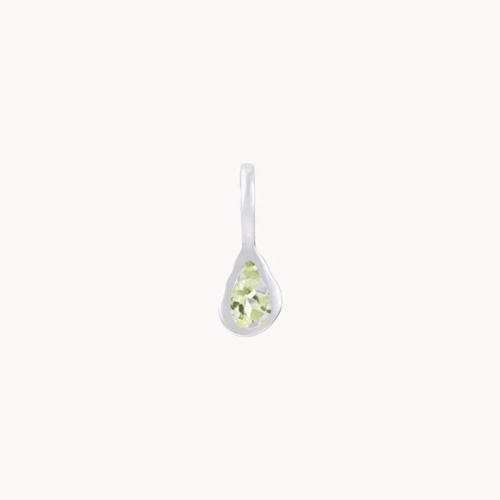 pear peridot august birthstone charm - sterling silver, peridot