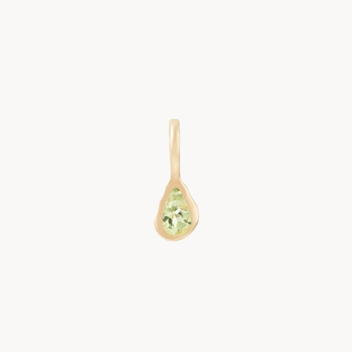 Pear Peridot August Mood Birthstone Charm in 10k yellow gold with peridot