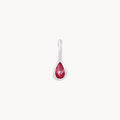 pear ruby july birthstone charm - sterling silver, ruby