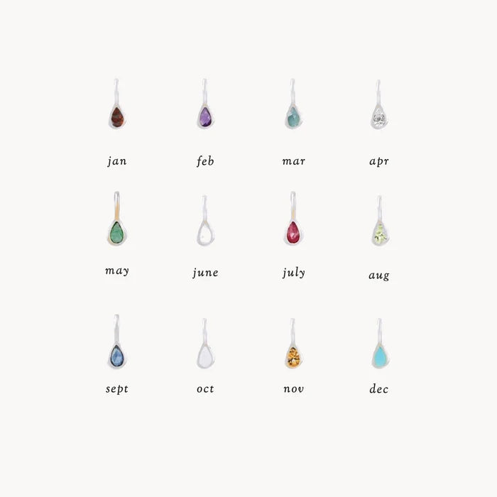 pear ruby july birthstone charm - sterling silver, ruby