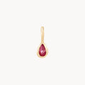 Pear Ruby July Mood Birthstone Charm in 10k yellow gold with ruby
