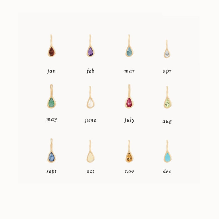 Pear Ruby July Mood Birthstone Charm in 10k yellow gold with ruby, alternate angle detail view 2