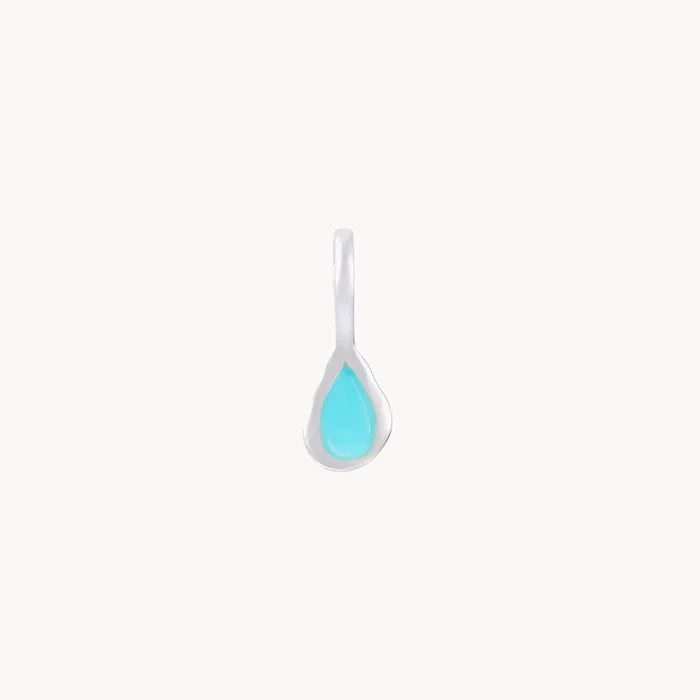 pear turquoise december birthstone charm - sterling silver, turquoise