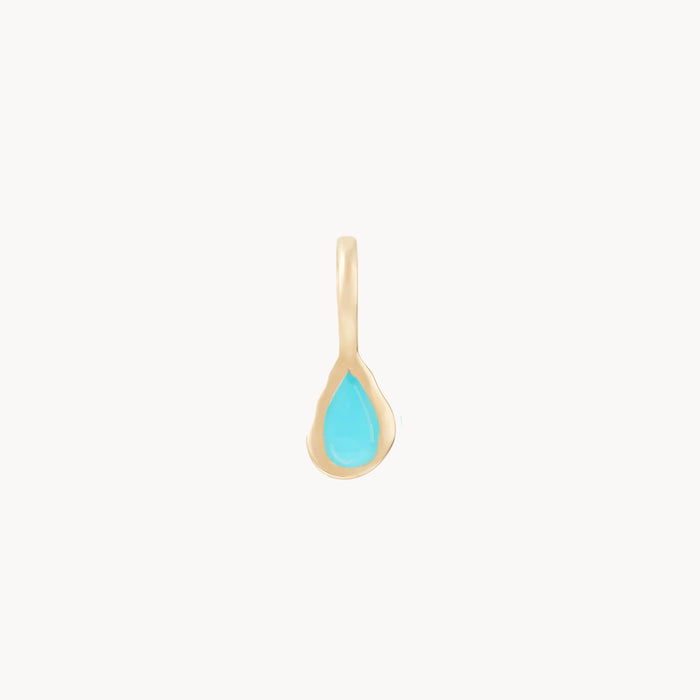 Pear Turquoise December Mood Birthstone Charm in 10k yellow gold with turquoise