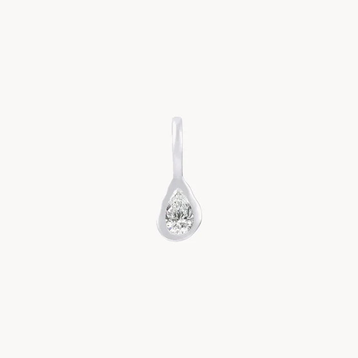 pear white sapphire april birthstone charm - sterling silver, white sapphire
